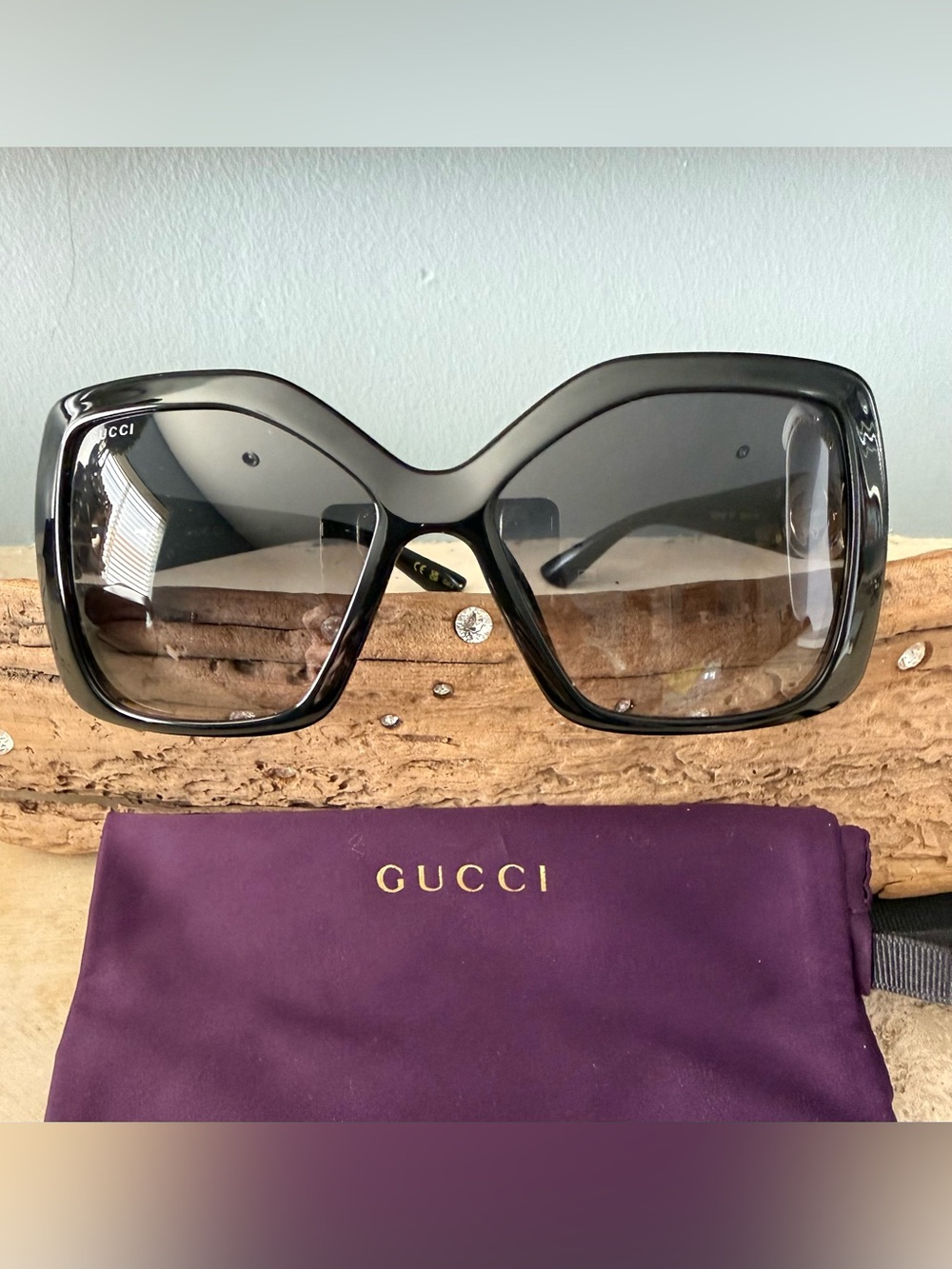 Gucci Women's Oversized Square Sunglasses in Black with Gray Gradient Lenses